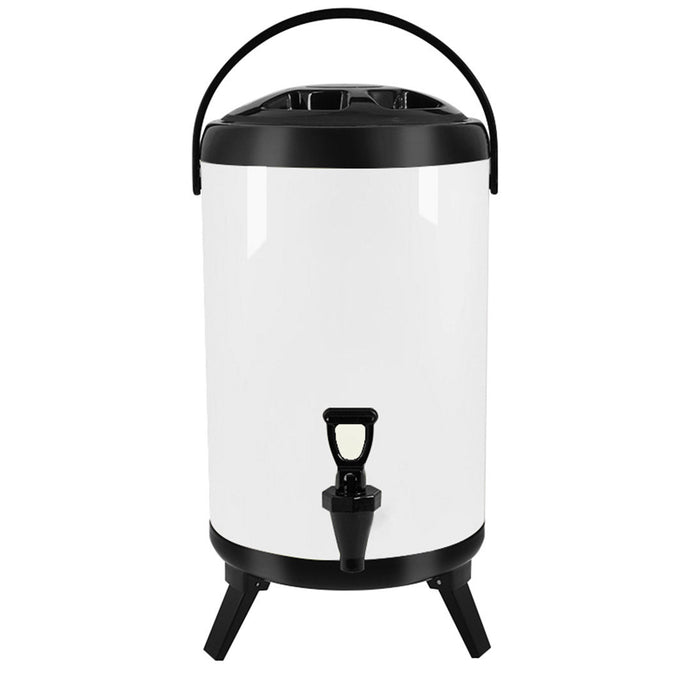 SOGA 14L Stainless Steel Insulated Milk Tea Barrel Hot and Cold Beverage Dispenser Container with Faucet White - ZOES Kitchen