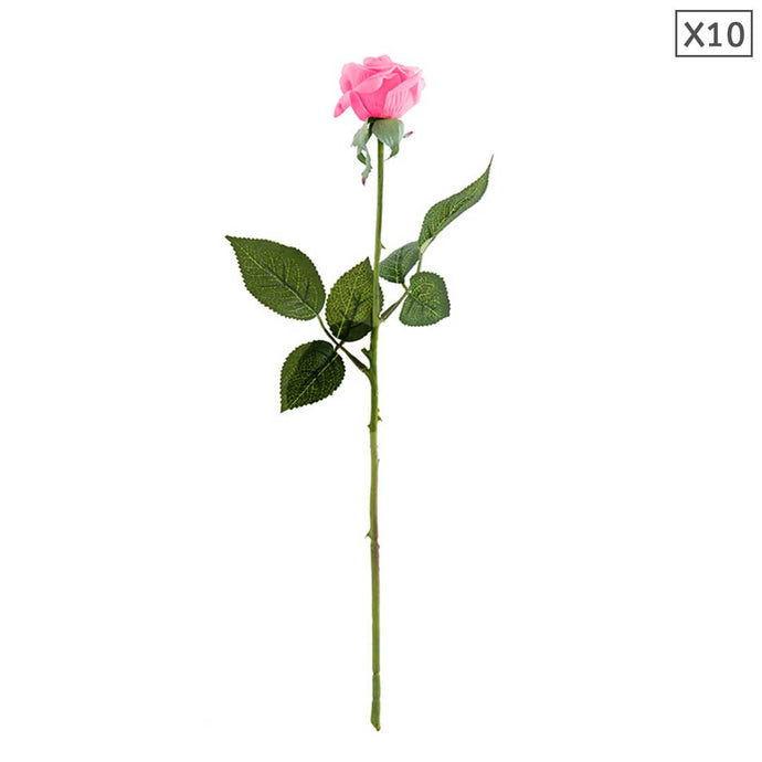 SOGA 10pcs Artificial Silk Flower Fake Rose Bouquet Table Decor Pink - ZOES Kitchen