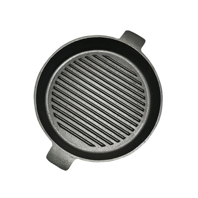 SOGA 26cm Round Ribbed Cast Iron Frying Pan Skillet Steak Sizzle Platter with Handle - ZOES Kitchen