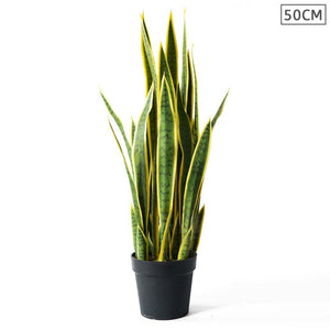 SOGA 50cm Artificial Indoor Yellow Edge Tiger Piran Fake Decoration Tree Flower Pot Plant - ZOES Kitchen