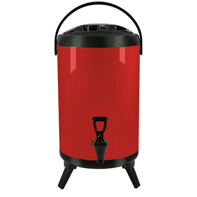 SOGA 18L Stainless Steel Insulated Milk Tea Barrel Hot and Cold Beverage Dispenser Container with Faucet Red - ZOES Kitchen