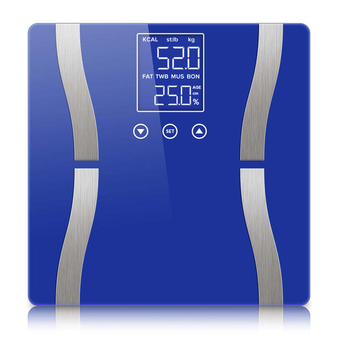 SOGA Glass LCD Digital Body Fat Scale Bathroom Electronic Gym Water Weighing Scales Blue - ZOES Kitchen