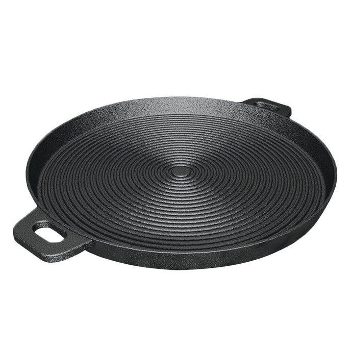 SOGA 35cm Round Ribbed Cast Iron Frying Pan Skillet Steak Sizzle Platter with Handle - ZOES Kitchen