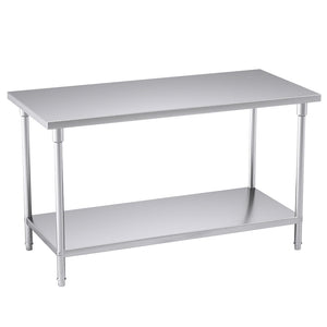 SOGA 2-Tier Commercial Catering Kitchen Stainless Steel Prep Work Bench Table 150*70*85cm - ZOES Kitchen