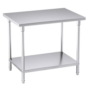 SOGA 2-Tier Commercial Catering Kitchen Stainless Steel Prep Work Bench Table 100*70*85cm - ZOES Kitchen