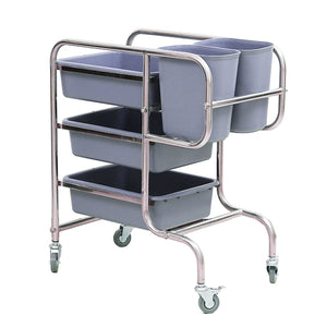 SOGA 3 Tier Food Trolley Food Waste Cart Five Buckets Kitchen Food Utility 80x43x89cm Round - ZOES Kitchen