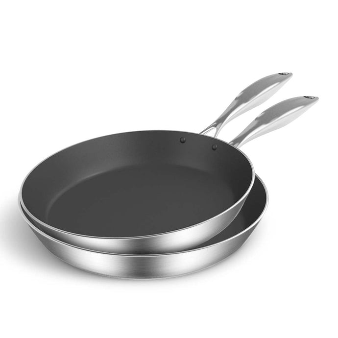 SOGA Stainless Steel Fry Pan 20cm 28cm Frying Pan Induction Non Stick Interior - ZOES Kitchen
