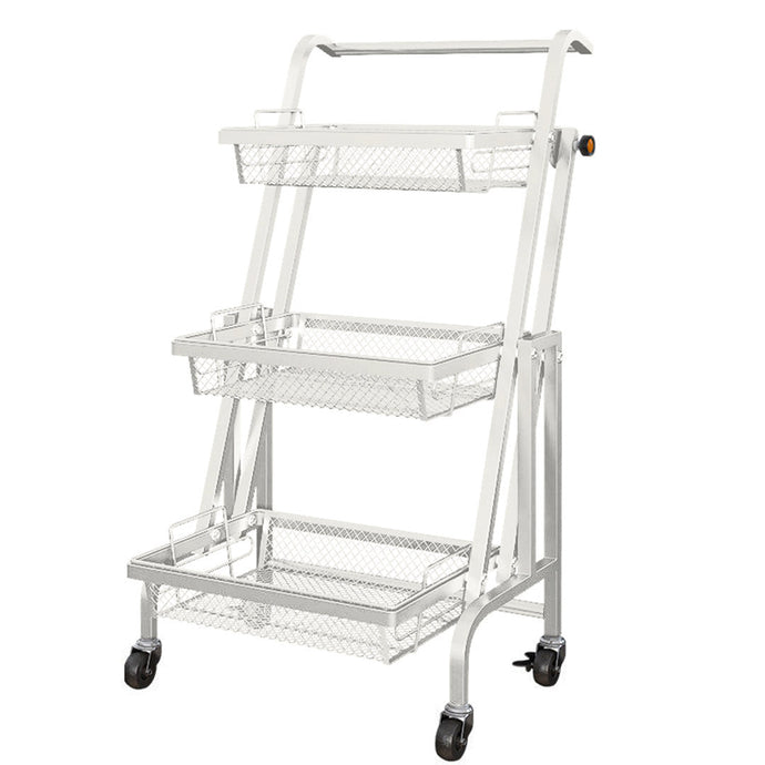 SOGA 3 Tier Steel White Adjustable Kitchen Cart Multi-Functional Shelves Portable Storage Organizer with Wheels - ZOES Kitchen