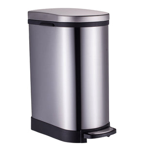 SOGA Foot Pedal Stainless Steel Rubbish Recycling Garbage Waste Trash Bin 10L U - ZOES Kitchen