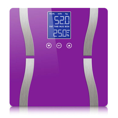 SOGA Glass LCD Digital Body Fat Scale Bathroom Electronic Gym Water Weighing Scales Purple - ZOES Kitchen
