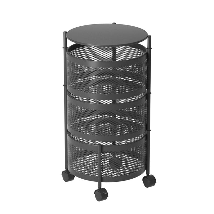 SOGA 3 Tier Steel Round Rotating Kitchen Cart Multi-Functional Shelves Portable Storage Organizer with Wheels - ZOES Kitchen