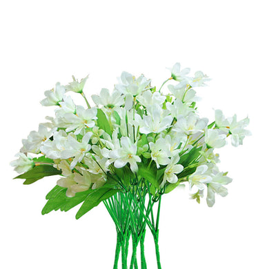 SOGA 10 Bunch Artificial Silk Lilium nanum 6 Heads Flower Fake Bridal Bouquet Table Decor White - ZOES Kitchen