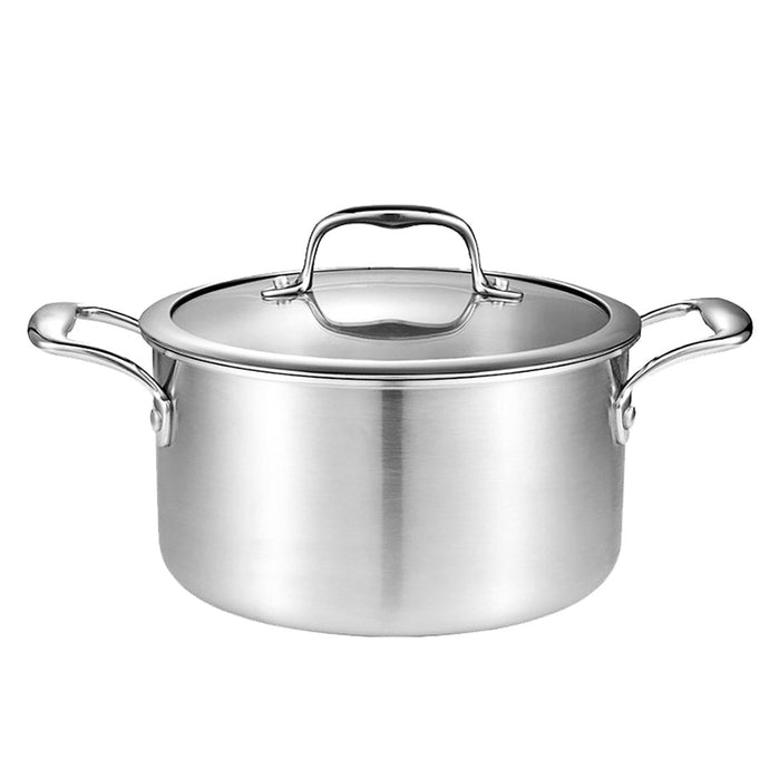 SOGA 20cm Stainless Steel Soup Pot Stock Cooking Stockpot Heavy Duty Thick Bottom with Glass Lid - ZOES Kitchen