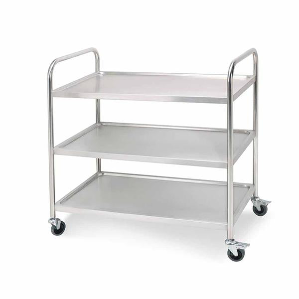 SOGA 3 Tier Stainless Steel Kitchen Dinning Food Cart Trolley Utility Round 81x46x85cm Small - ZOES Kitchen