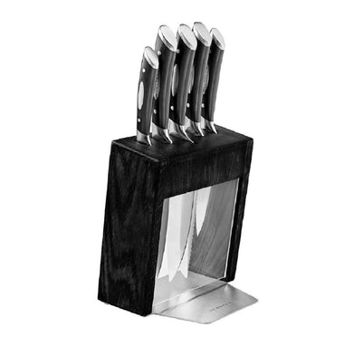 Scanpan Kalo Ash 6pce Knife Block Set Black - ZOES Kitchen