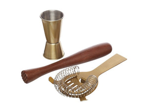 Barcraft Cocktail Tool Set 3pc Brass Gift Boxed - ZOES Kitchen