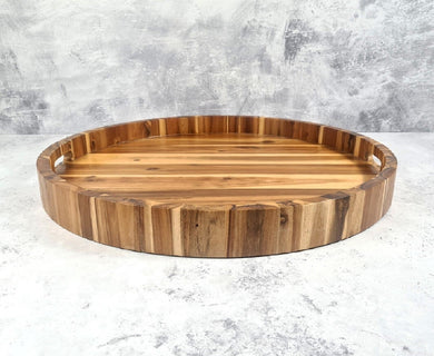 Gabel & Teller Round Acacia Grazing / Serving Tray with Handles - 60 x 6cm - ZOES Kitchen