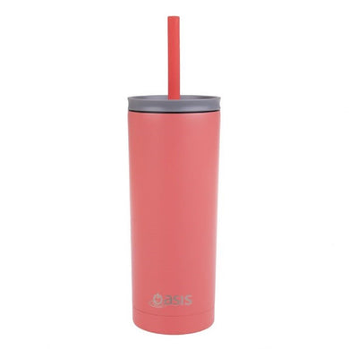 Oasis Super Sipper Insulated Tumbler W/Silicone Straw 600ml - Coral - ZOES Kitchen