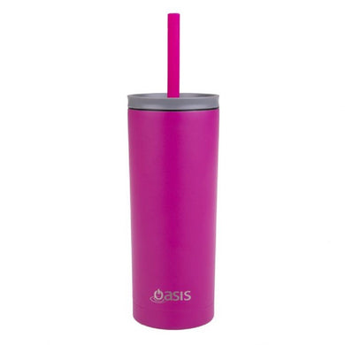 Oasis Super Sipper Insulated Tumbler W/Silicone Straw 600ml - Fuchsia - ZOES Kitchen