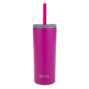 Oasis Super Sipper Insulated Tumbler W/Silicone Straw 600ml - Fuchsia - ZOES Kitchen