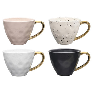 Ecology Speckle Gold Handled Mugs 380ml Set Of 4 - ZOES Kitchen
