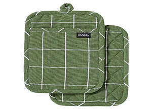 Ladelle Eco Check Green 2pk Pot Holder - ZOES Kitchen