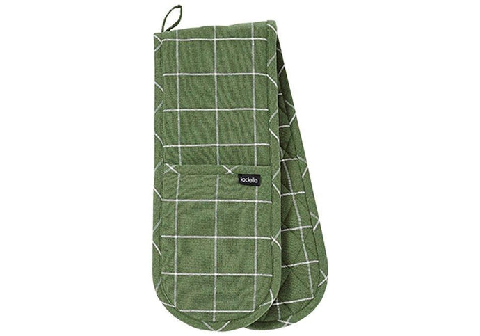 Ladelle Eco Check Green Double Oven Mitt - ZOES Kitchen