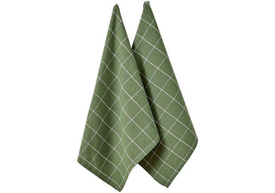 Ladelle Eco Check Green 2pk Kitchen Tea Towel - ZOES Kitchen