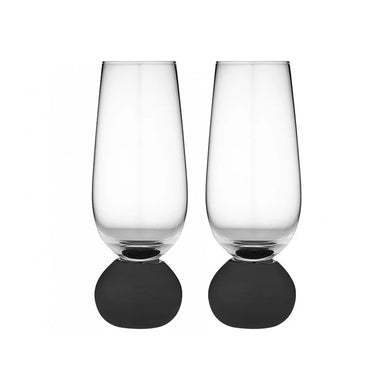 Tempa Astrid Champagne Glass 2pk Matte Black - ZOES Kitchen