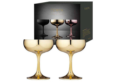 Tempa Aurora Coupe Glass 2pk Gold - ZOES Kitchen