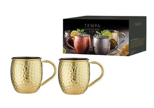 Tempa Spencer Hammered Gold Handled 2pk Mug - ZOES Kitchen