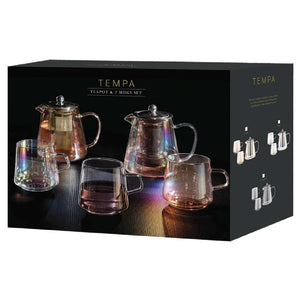 Tempa Oaklyn Glass Teapot & 2 Mugs Set Gold - ZOES Kitchen