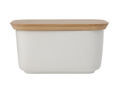 Maxwell & Williams White Basics Butter Dish With Bamboo Lid - ZOES Kitchen