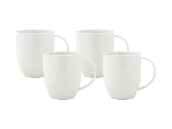 Maxwell & Williams White Basics Diamonds Coupe Mug 370ML Set of 4 GB - ZOES Kitchen