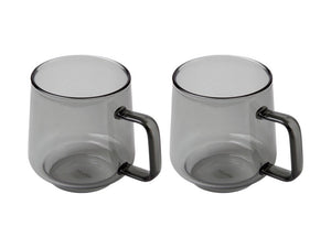 Maxwell & Williams Blend Sala Glass Mug 400ML Set of 2 Charcoal GB - ZOES Kitchen