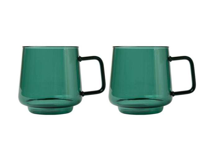 Maxwell & Williams Blend Sala Glass Mug 400ML Set of 2 Forest GB - ZOES Kitchen