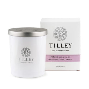 Tilley Classic White - Soy Candle 240g - Patchouli & Musk - ZOES Kitchen