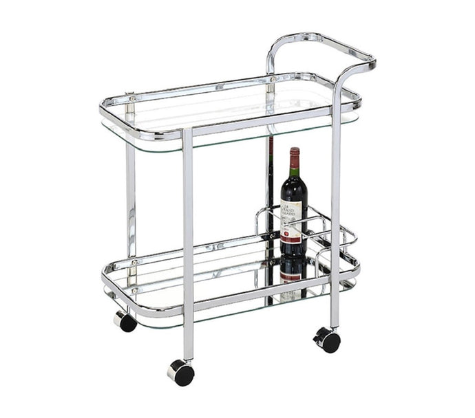 Swing Lounge Bar Cart W/ Bottle Holder - Silver Mirror - ZOES Kitchen
