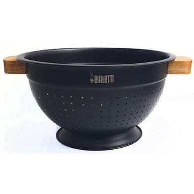 Bialetti Acacia Handle with Black Stainless Body- 24cm Colander - ZOES Kitchen