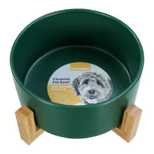 Load image into Gallery viewer, Paws &amp; Claws 1 x Ceramic Pet Bowl W/Bamboo Stand 19cm - 3 Assorted Colours - ZOES Kitchen
