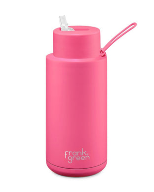 Frank Green Ceramic 34oz Straw Bottle - Neon Pink - ZOES Kitchen