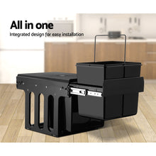 Load image into Gallery viewer, Cefito 2x15L Pull Out Bin - Black - ZOES Kitchen