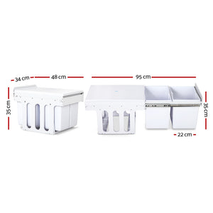 Cefito 2x15L Pull Out Bin - White - ZOES Kitchen