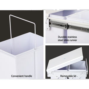 Cefito 2x15L Pull Out Bin - White - ZOES Kitchen