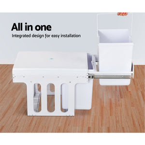 Cefito 2x15L Pull Out Bin - White - ZOES Kitchen