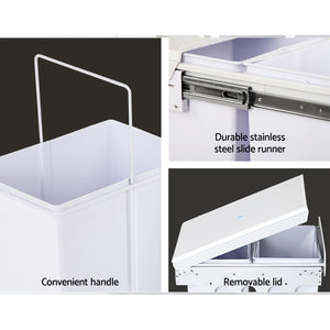 Cefito 2x20L Pull Out Bin - White - ZOES Kitchen