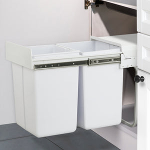 Cefito 2x20L Pull Out Bin - White - ZOES Kitchen