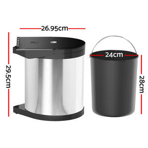 Cefito Kitchen Swing Out Pull Out Bin Stainless Steel Garbage Rubbish Can 12L - ZOES Kitchen