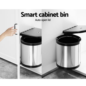 Cefito Kitchen Swing Out Pull Out Bin Stainless Steel Garbage Rubbish Can 12L - ZOES Kitchen