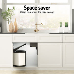 Cefito Kitchen Swing Out Pull Out Bin Stainless Steel Garbage Rubbish Can 12L - ZOES Kitchen